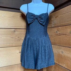 Romper stretchy denim pattern NWT bow